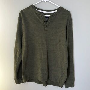 PX Premium Expression Men's Long Sleeved Henley Shirt in Military Green